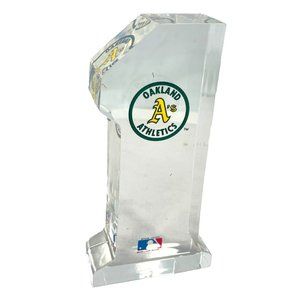 Oakland Athletics A's Vtg #1 Acrylic Plaque Prism Paperweight SGA Official MLB